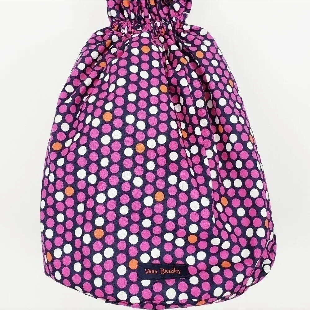 Vera Bradley Navy with Pink Polka Dot Drawstring Satchel, Backpack, Wet Bag NWOT